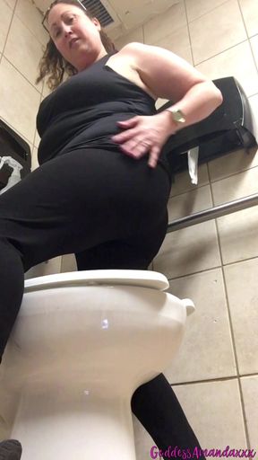 Curvy MILF in Public Toilets Horny in Cotton Panties