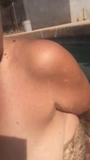 Underwater anal bubble wand toy play with pool jet hitting my hairy pussy, eye rolling orgasms