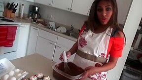 Round Butt Latina Cutie Making Cookies In Sexy Undies