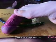 Peehole insertions, footjob, urethra stretching, ballbusting and multiple cumshots compilation!