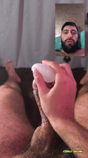 Using a Tenga Egg on My Big Uncut Cock Filling It with Cum and Letting It Drip Onto My Mouth