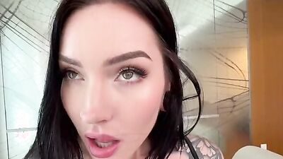 Interracial POV: Brunette with big ass takes Dr3dd's big dick in her ass & gets a creampie