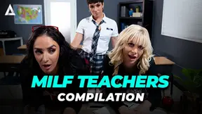Sultry MILF teachers dominate their teens in classroom