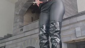 Leather Obsession and Smoking Outdoor