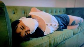 Ditria Falls Prey To A Home Intrusion & Can’t Escape The Ropes & Gag (1080p) - Ditria Rose - home invasion, romper, barefoot, rope bondage, mouth stuffing, otm gag