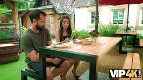 Latina MILF seduces daddies in outdoor threesome