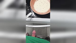 Weenie and pancakes for breakfast