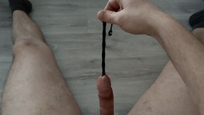 35cm urethral dilator pull out and jerk off (no cum).