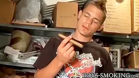 Handsome Homosexual Chain Smoker Solo Masturbates