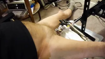 Fuck machine sounds cock through chastity cage