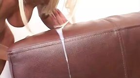 Blonde milf gets rough sexed by a ebony cock&#x1F346; on the couch