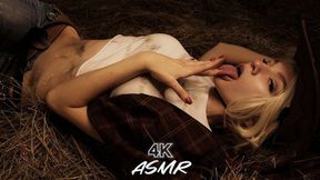 Sensual cowgirl teases with foot and ear licking ASMR