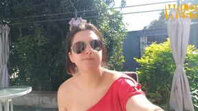 Eat Chewing Gum Outside While Showing off Your Boobs.