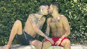 LatinLeche - Latino Cuties With Tattoos Banging Each Other By The Pool