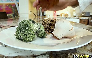 Stud strips off his chefs clothes and rides his big rod