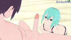 Sinon and I get down and dirty on the sandy dune like whores - SAO Cartoon four