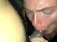 Mature Brunette's Interracial Blowjob
