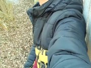 Smoking and cumming public with sound of dropping cum on dry leaves