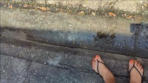 Driving self pumping the pedals with flip flops (1)