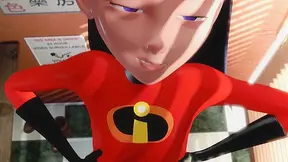 Incredibles Elastigirl Fucks Violet In The Dressing Room with futa cock