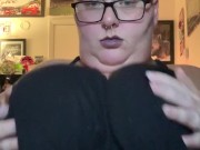 Fat babe listening to music, smoking vape, POV