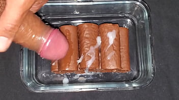 My Little Debbie Swiss Rolls gets a fresh coating of my Cum Frosting.