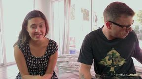 A beautiful couple gets horny and sneaks over to bang hardcore in their friends house