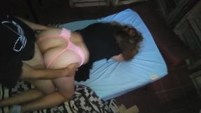 I Have Sex with a Little Doggy Whore with a Pink Thong and a Dress at Night