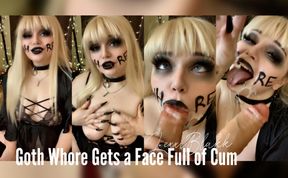 Goth Whore Gets a Face Full of Cum