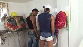 Two handsome gays Texeiro and Alvares fuck in the bathroom