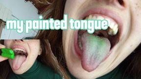 My tongue was painted after eating a candy!
