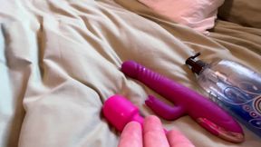 Giantess receives surprise sex toy in the mail to play with buttplug