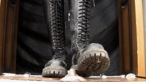 Floor-face humiliation by leather Doc Martens boots (part 4 of 4), flo278x 1080p