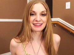 Busty Redhead MILF in a Corset Plays Solo