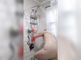 Caught My "Stepmom" Enjoying The Water Coming Out Of The Shower Head And This babe Masturbates!