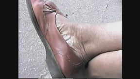 Patent Leather Brown Shoes Toe wiggling