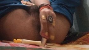 Indian Crossdresser Using Nail Paint for Anal as Dildo