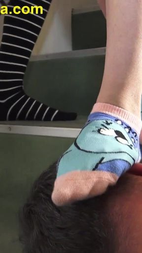 Sock Teenies Trample Face and Hand Hands of Slave