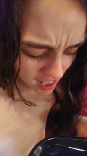 PinkMoonLust thinks she can SQUIRT GLITTER in her Mind! She Tastes her own Pussy Cum &amp; Pours on Neck