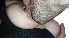 The sounds my husband makes when I'm breastfeeding him excite me, he's addicted to my big natural tits and big nipples
