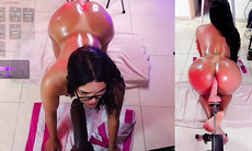 Amateur brunette gets her tight ass destroyed by massive black dildo and mouth filled with hot jizz