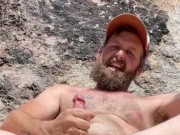 gay desert daddy jerking off outdoors