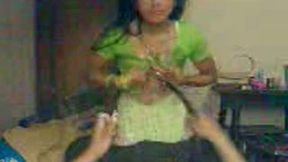 Sizzling hot and young Indian girl blowing cock on POV tape