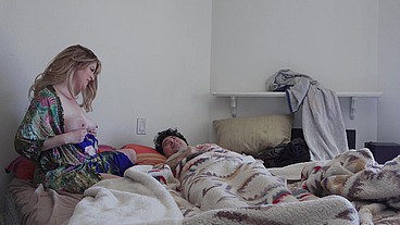 Caring stepmom rides her sick stepson to help him feel better