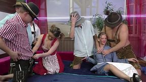 Wild lederhosen swinger fuck orgy
