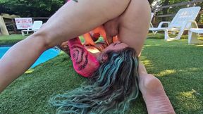 Hot Tattooed Girl Gets Fucked in the Campsite Pool