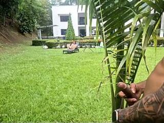 Voyeuristic gardener roughly bangs his concupiscent boss outdoors - Brandon Cruz & Alejandra Palacios