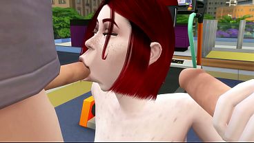 Sims 4 - Redhead likes to be fucked at the gym by two guys