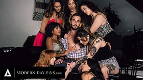 Anal gangbang with Christy and Ember Snow