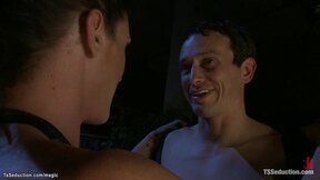 ”Tranny domme fuck & suck bound man”
